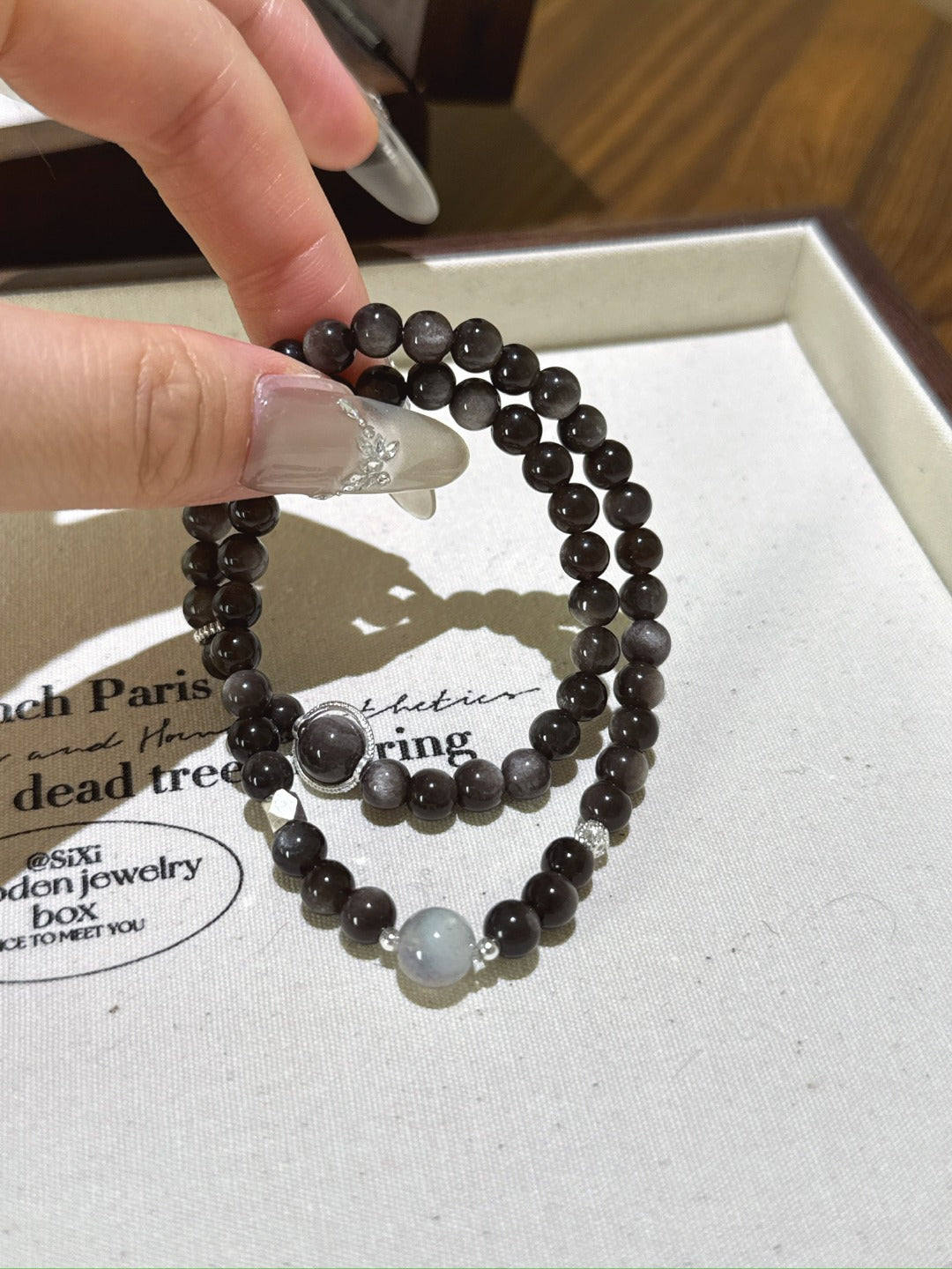 ▫️▪️ Silver lime moonlight multi-circle bracelet